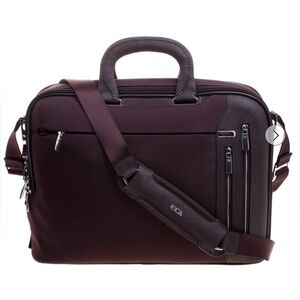 Tumi Burgundy Nylon T-Pass Kennedy Deluxe Brief Laptop Bag